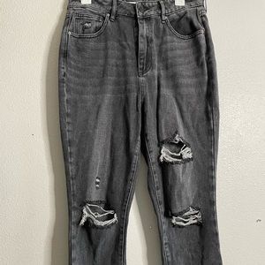 Gray ripped Mom Jeans